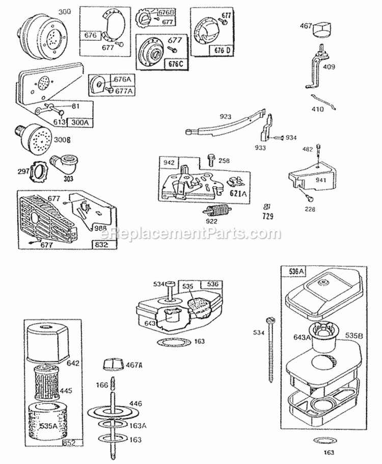 Mufflers Air Cleaners Diagram and Parts List for 092582-3142-01  Briggs and Stratton Engine